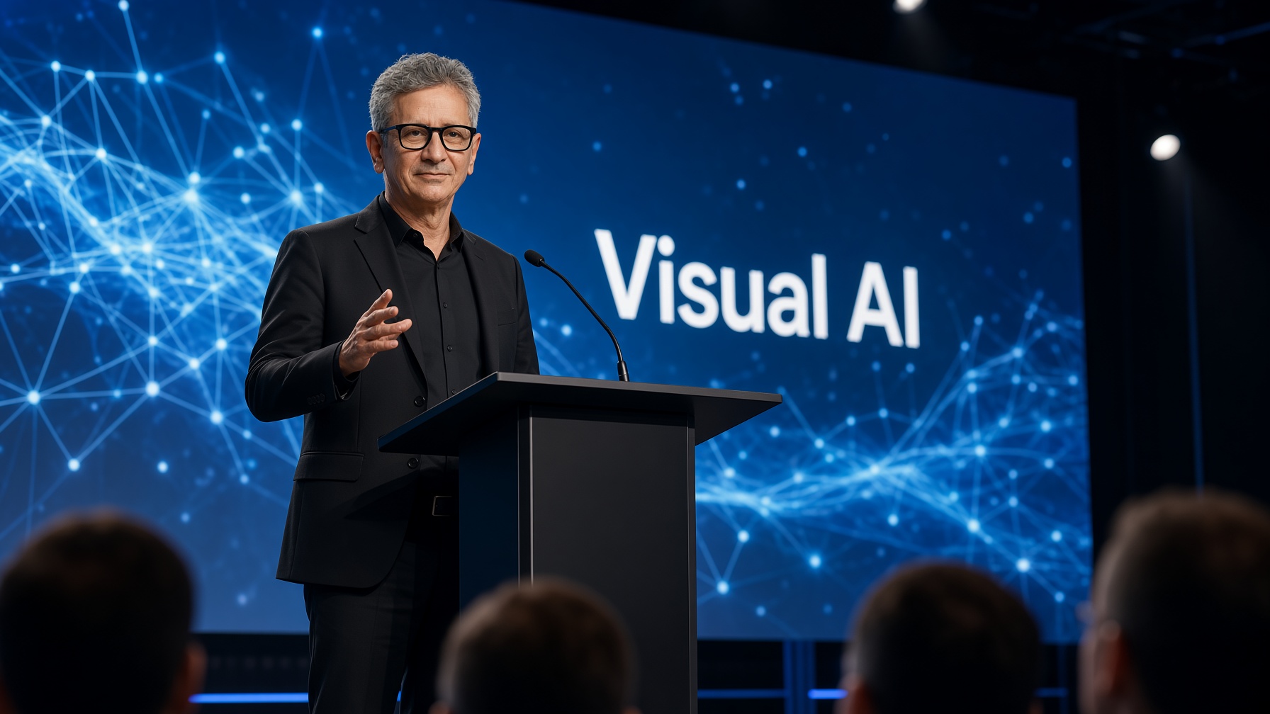 Andreas Ebrahim auf einer Bühne zum Thema Visual AI