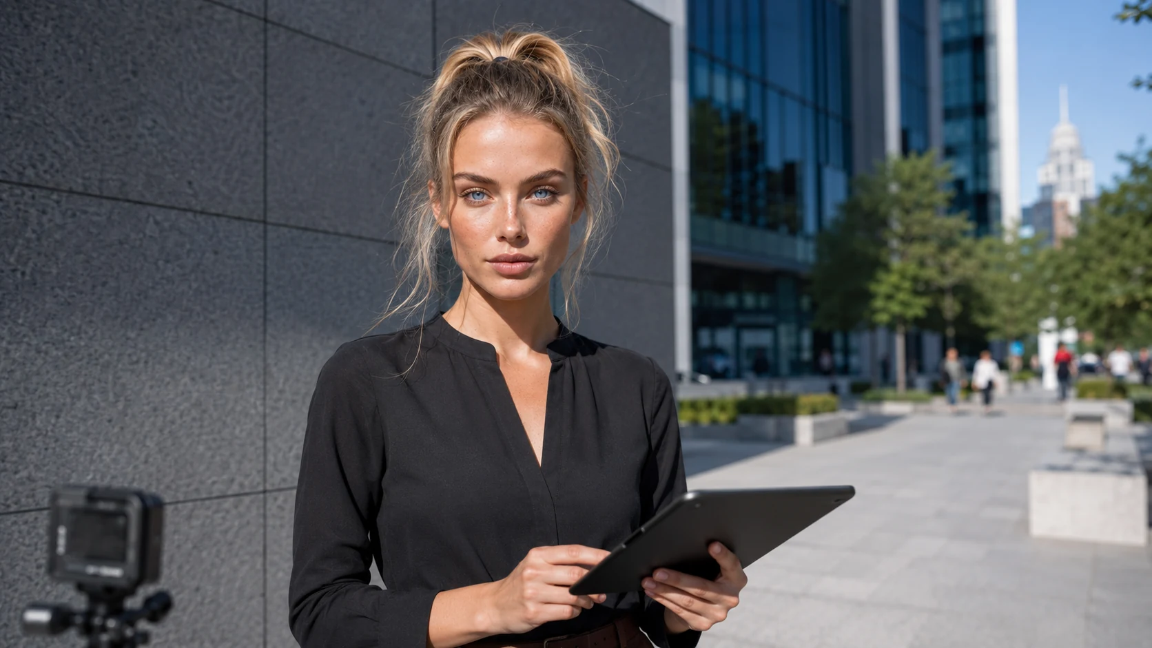 Elena in einer realistisch generierten Outdoor-Szene